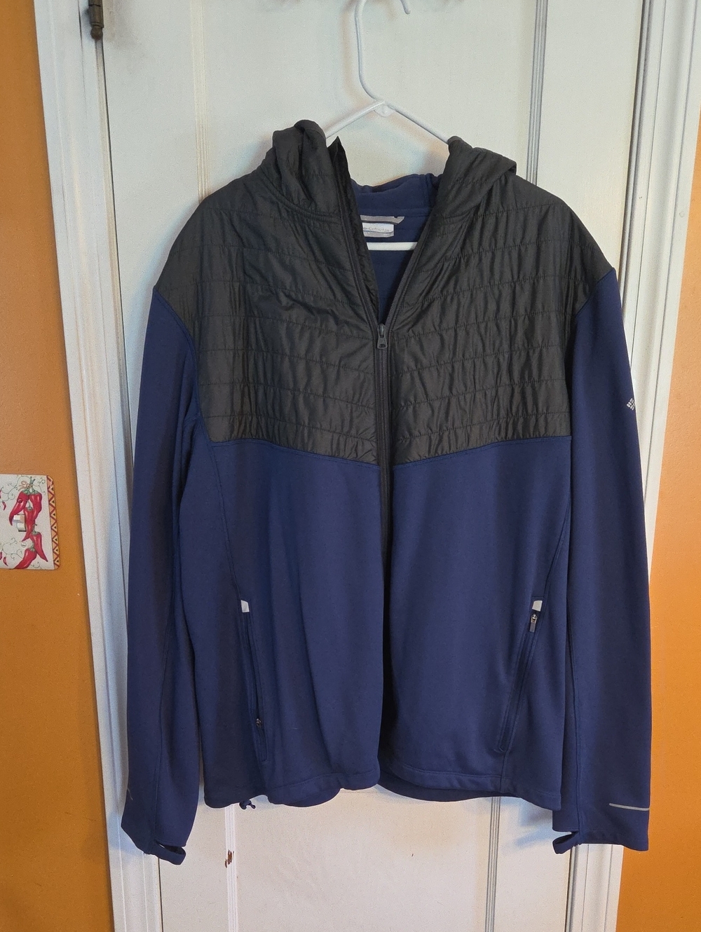 Columbia Men's Navy and Charcoal Hybrid Hooded Jacket